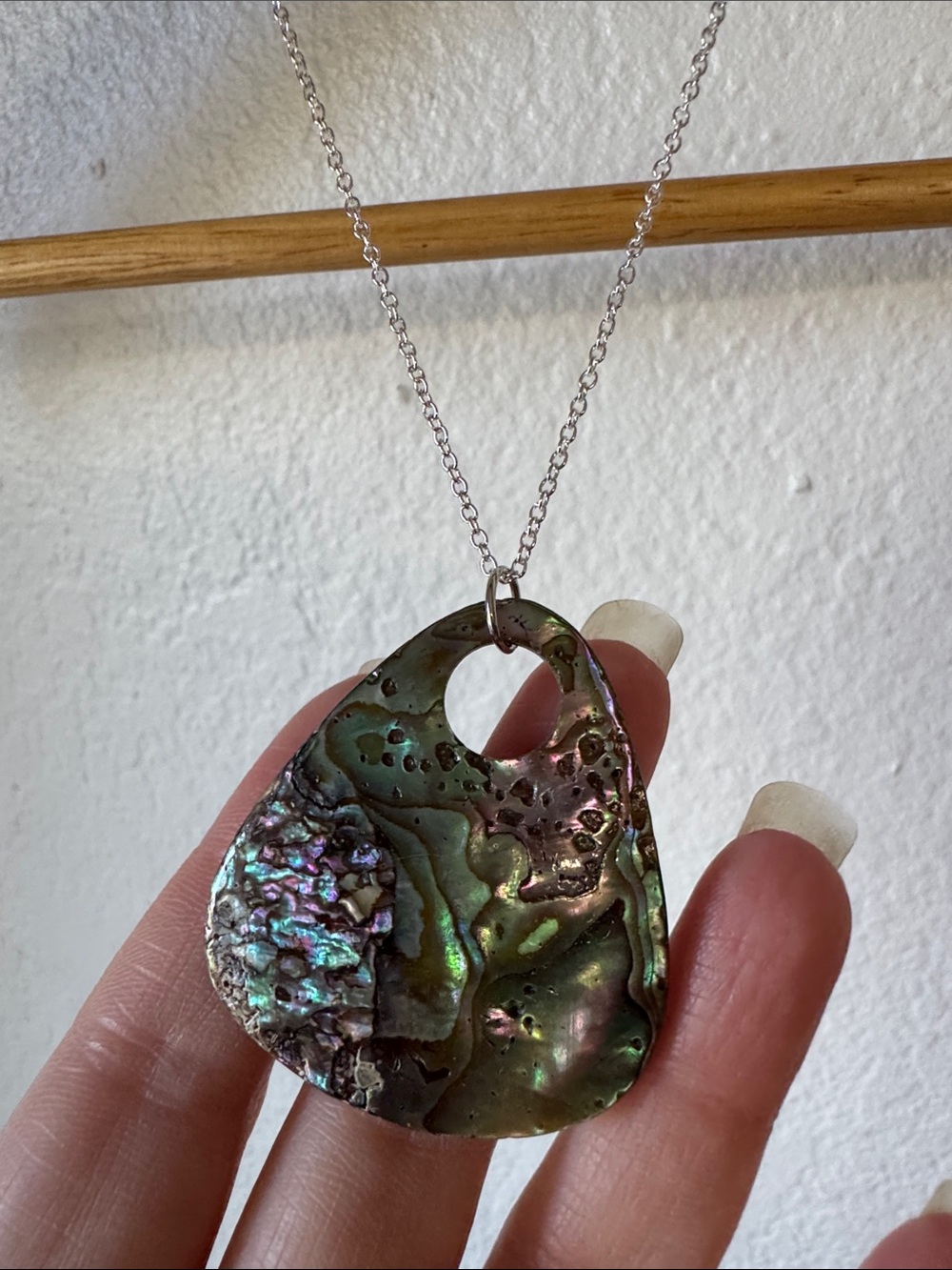 Silver Tone Abalone Necklace